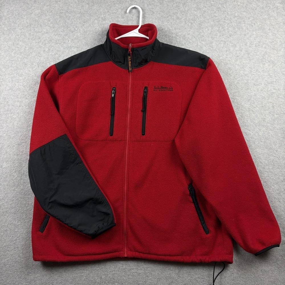Vintage LL Bean Jacket‎ Mens XL Red All Conditions Fleece Zip Retro Gorpcore 90s
